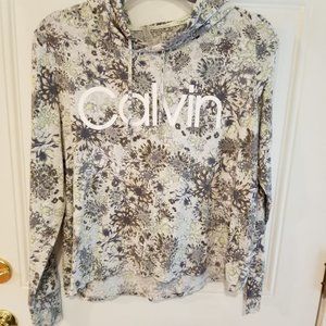 CK Floral Hoodie, Calvin Klein Performance Stretch, Cropped, Sz M